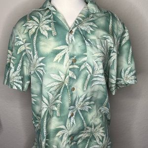 Edwards Green Palm Tree Leave Shirt Size S Retro Casual Button Down Vintage